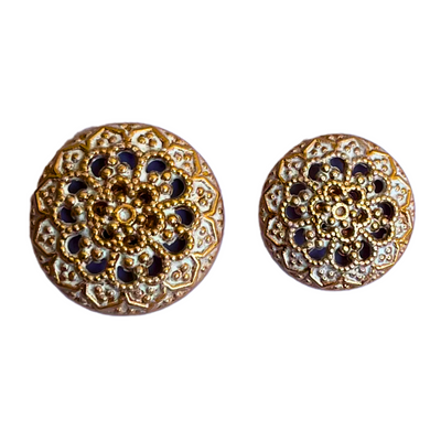 Pale Golden Color Traditional Designer 1 Hole Metal Buttons