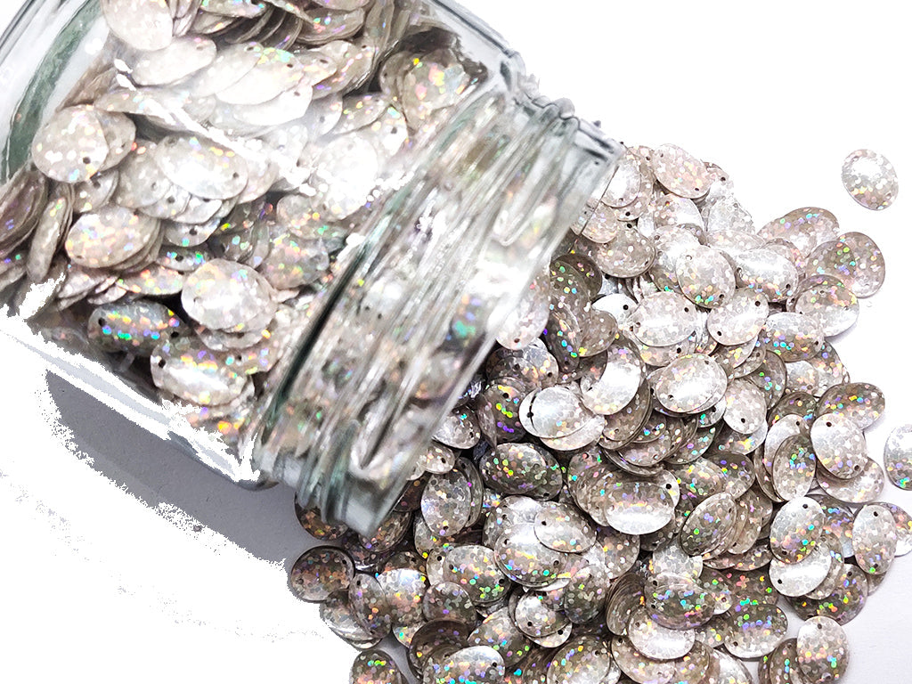 Silver Oval Plastic Plastic Sequins