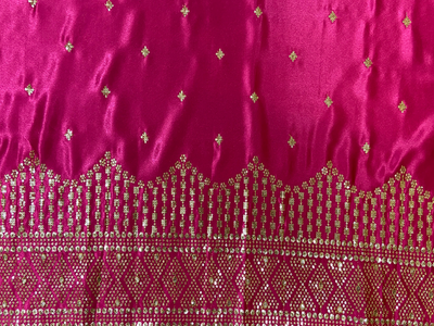Deep Pink Balma Daman Embroidery Silk Satin Fabric