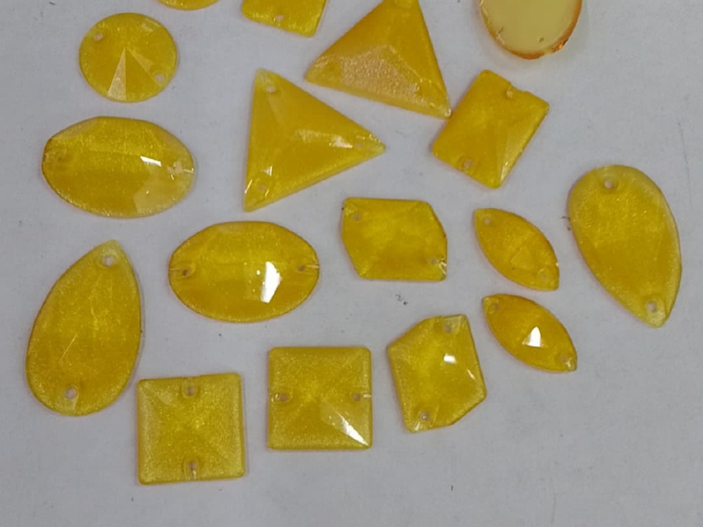 Light Yellow Mix Shape 2 Hole Plastic Stones