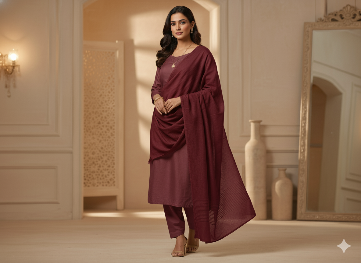 Marron Plain 100% Pure Mul Mul Cotton