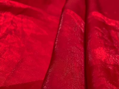 Luxuries Vibrant Red Heavy Fendi Silk