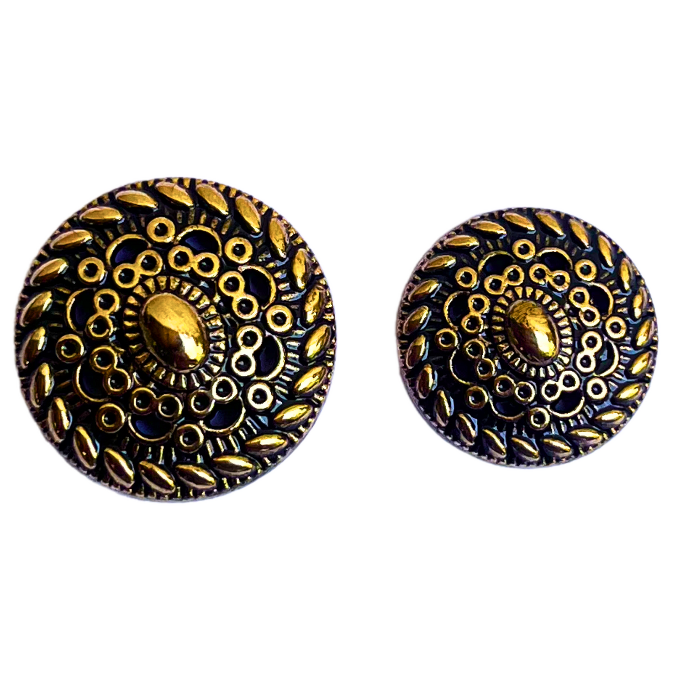 Golden & Black Color Round Desginer 1 Hole Metal Buttons