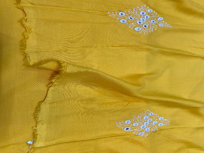 Vibrant Mustard Yellow Cotton Rayon Fabric