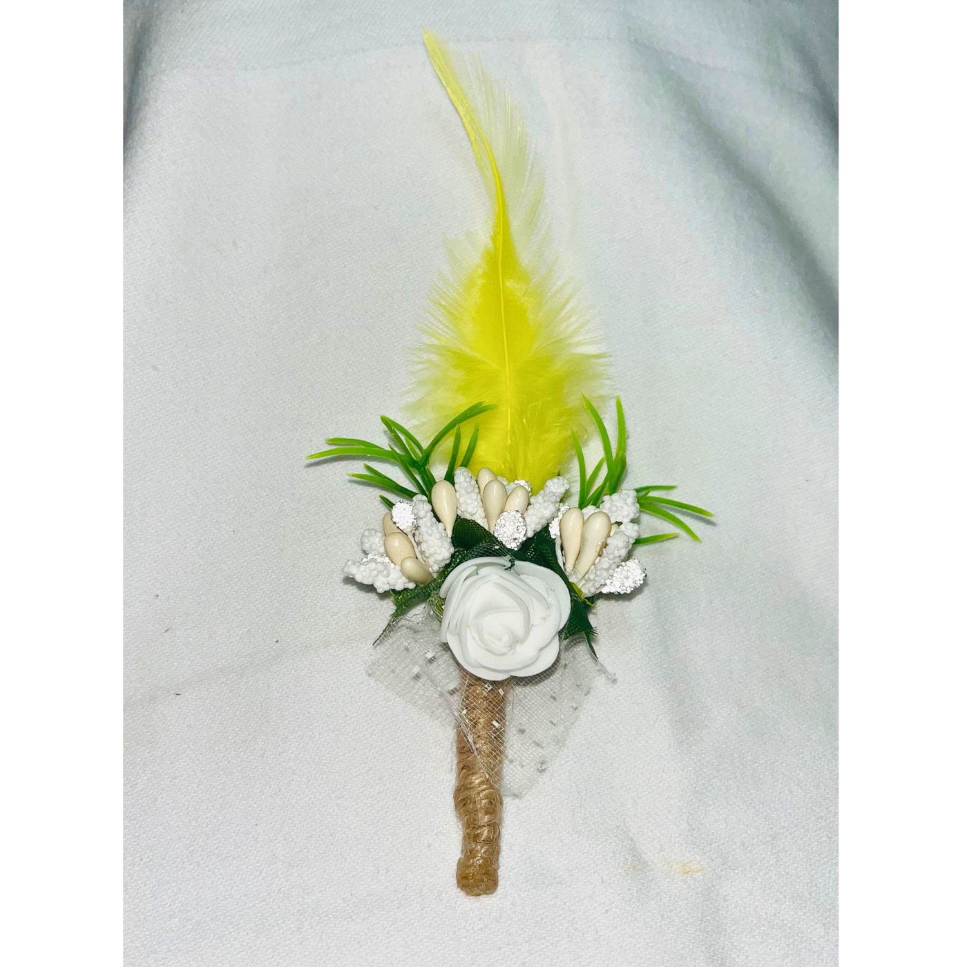 Multicolor Faux Feather Flower Brooch