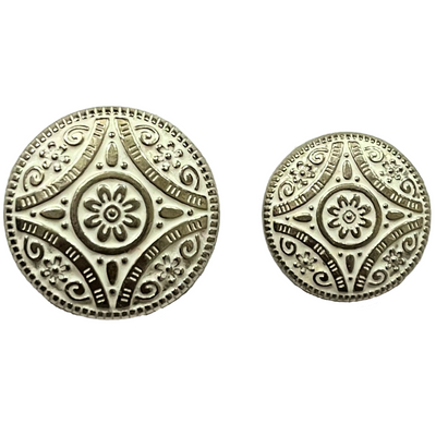 White & Silver Color Attractive Regal Traditional 1 Hole Round Metal Buttons