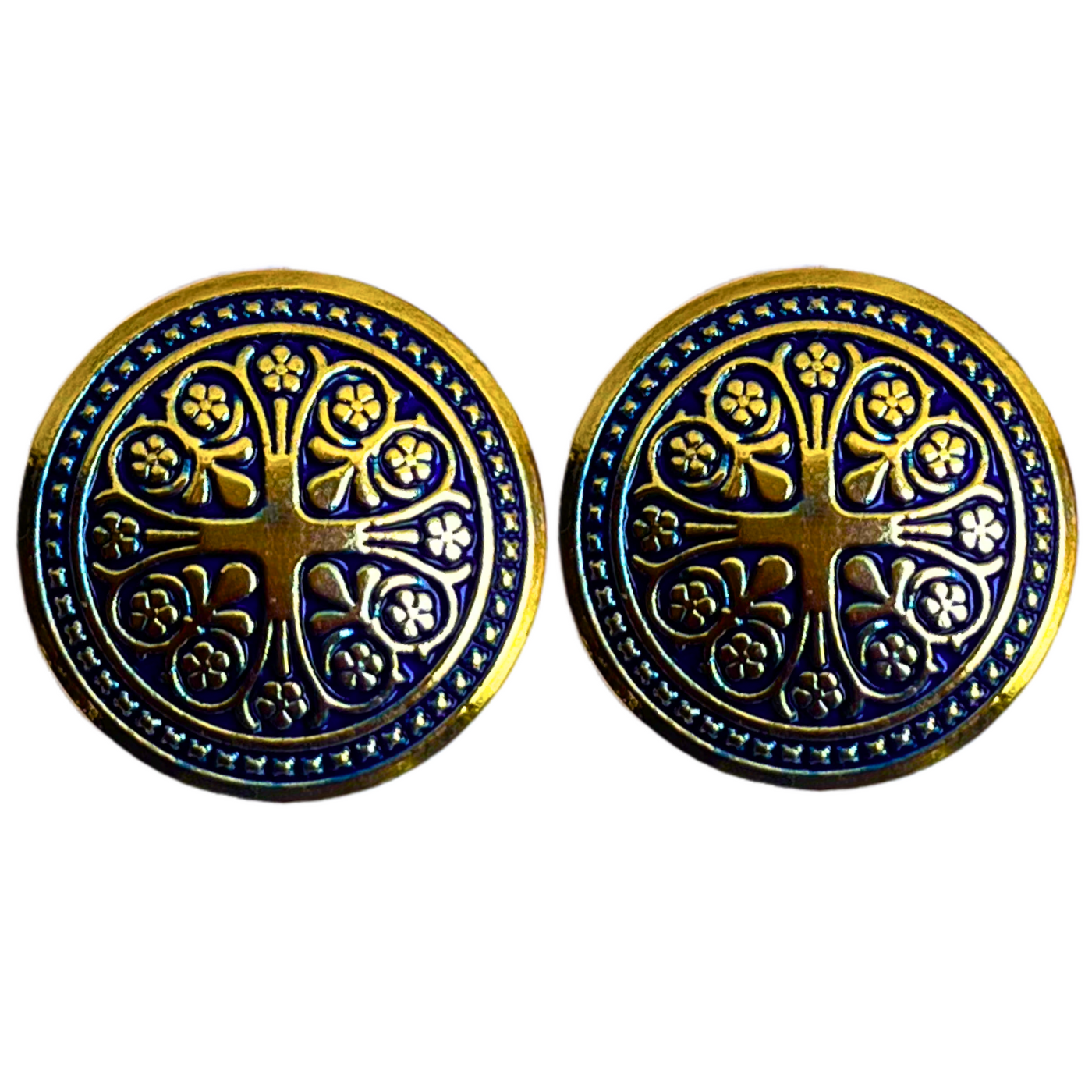 Blue & Golden Color Traditional Designer 1 Hole Metal Buttons