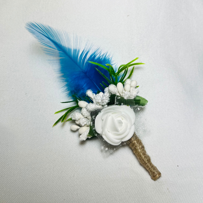 Multicolor Faux Feather Flower Brooch