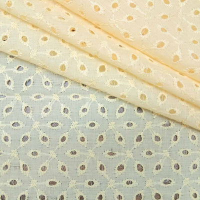 Lemon Motifs Premium Embroidered Cotton Hakoba Fabric