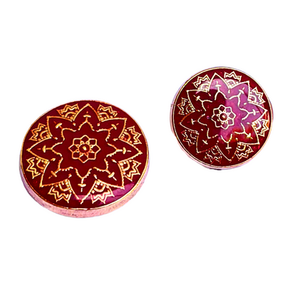 Red and Golden Designer Metal Buttons