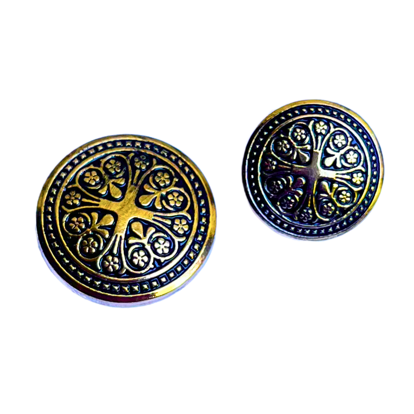 Black & Golden Color Traditional Designer 1 Hole Metal Buttons