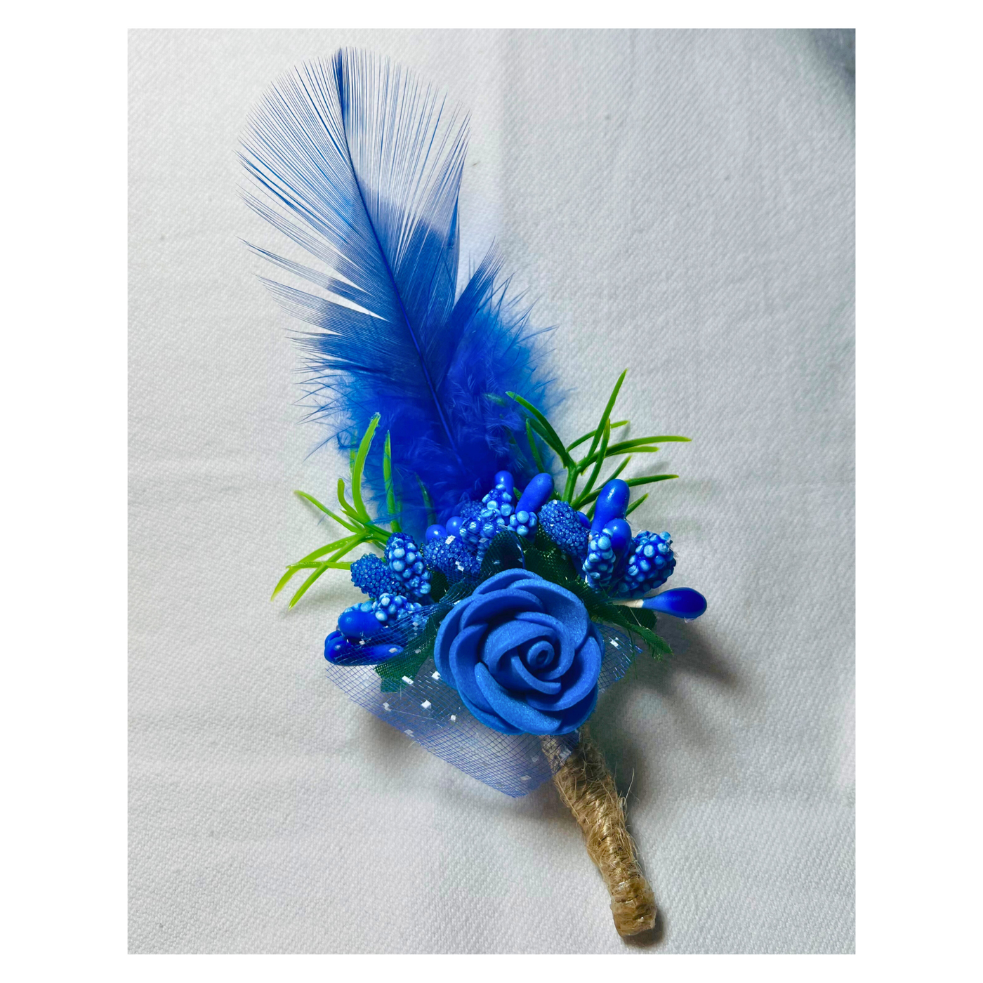 Blue Faux Feather Flower Brooch ( Wholesale )