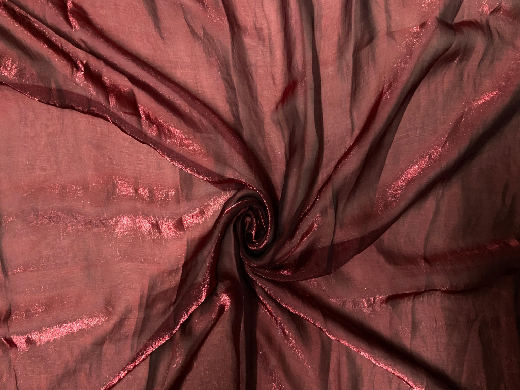 Luxuries Blooming Burgandy Heavy Fendi Silk