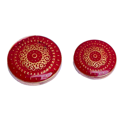 Red & Golden Color Traditional Designer 1 Hole Metal Buttons