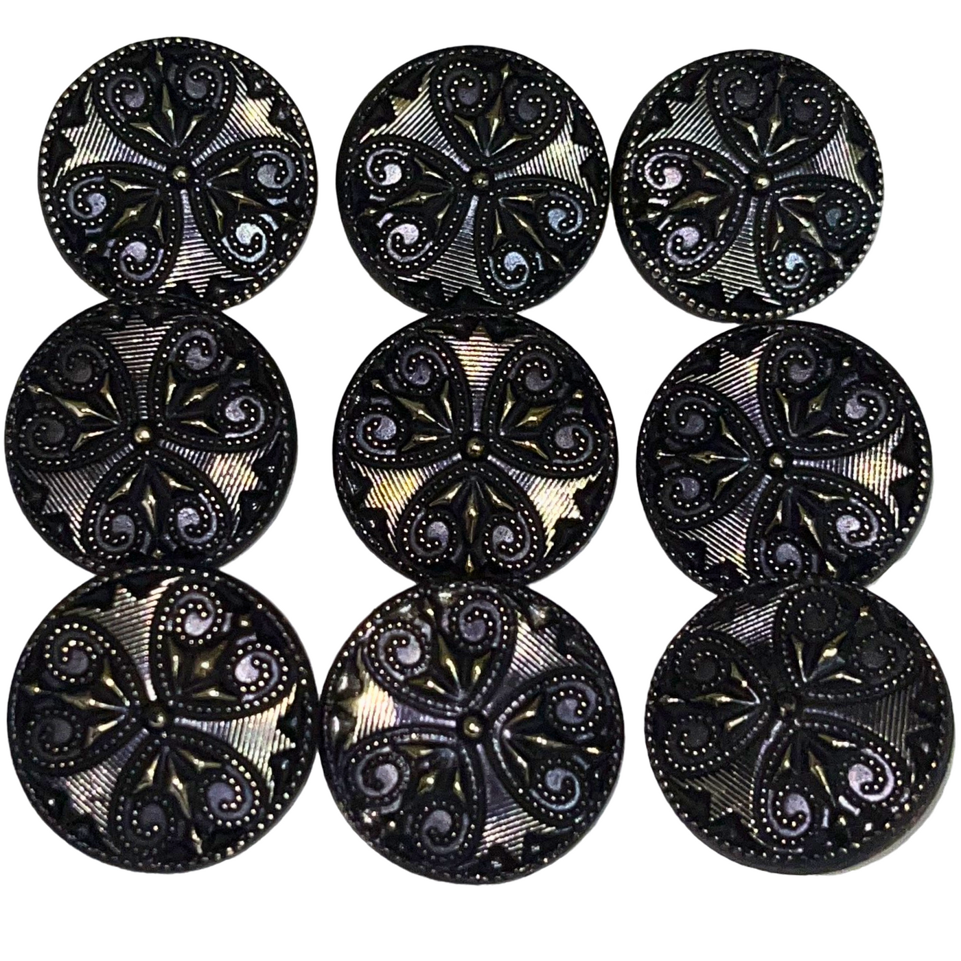 Black Color Ancient Medieval Designer Round 1 Hole Plastic Buttons