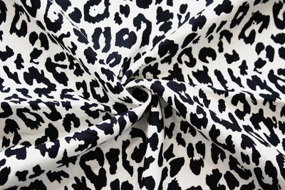 White & Black Quirky Printed Cotton Rayon Fabric