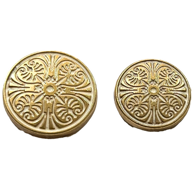 Matte Gold & White Color Engraved Designer 1 Hole Metal Buttons