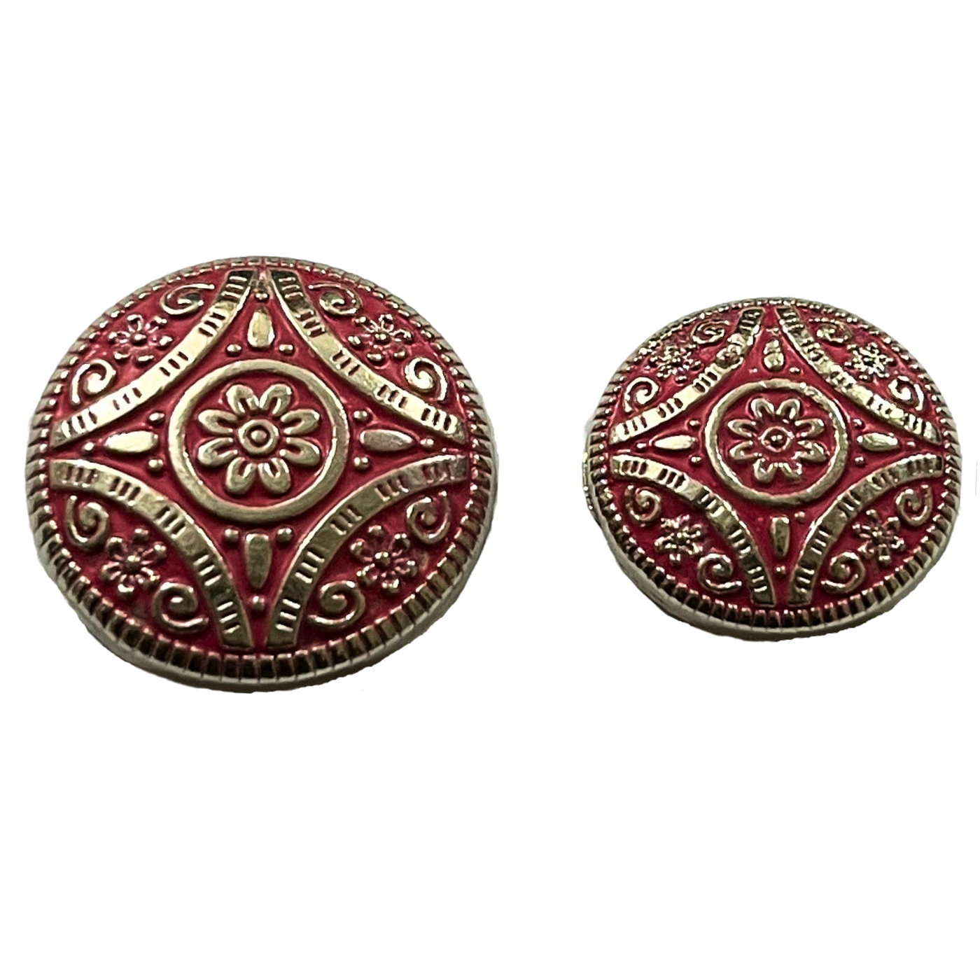 Pink & Silver Color Attractive Regal Traditional 1 Hole Round Metal Buttons