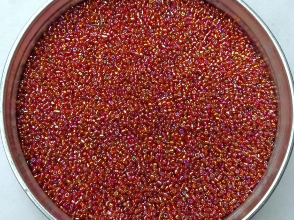 Red Rainbow Round Rocaille Glass Seed Beads