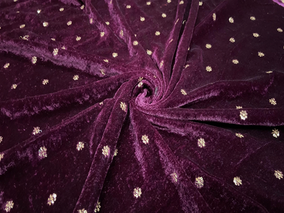 Deep Magenta Motifs Velvet Ember Bloom Fabric