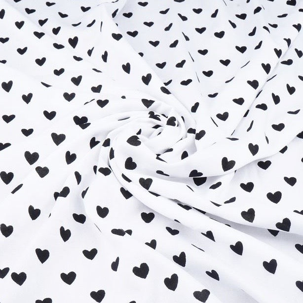 White Quirky Printed Cotton Rayon Fabric