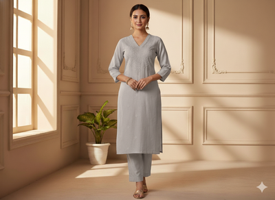 खाकी सादा ग्लेज्ड कॉटन कपड़ा (थोक)