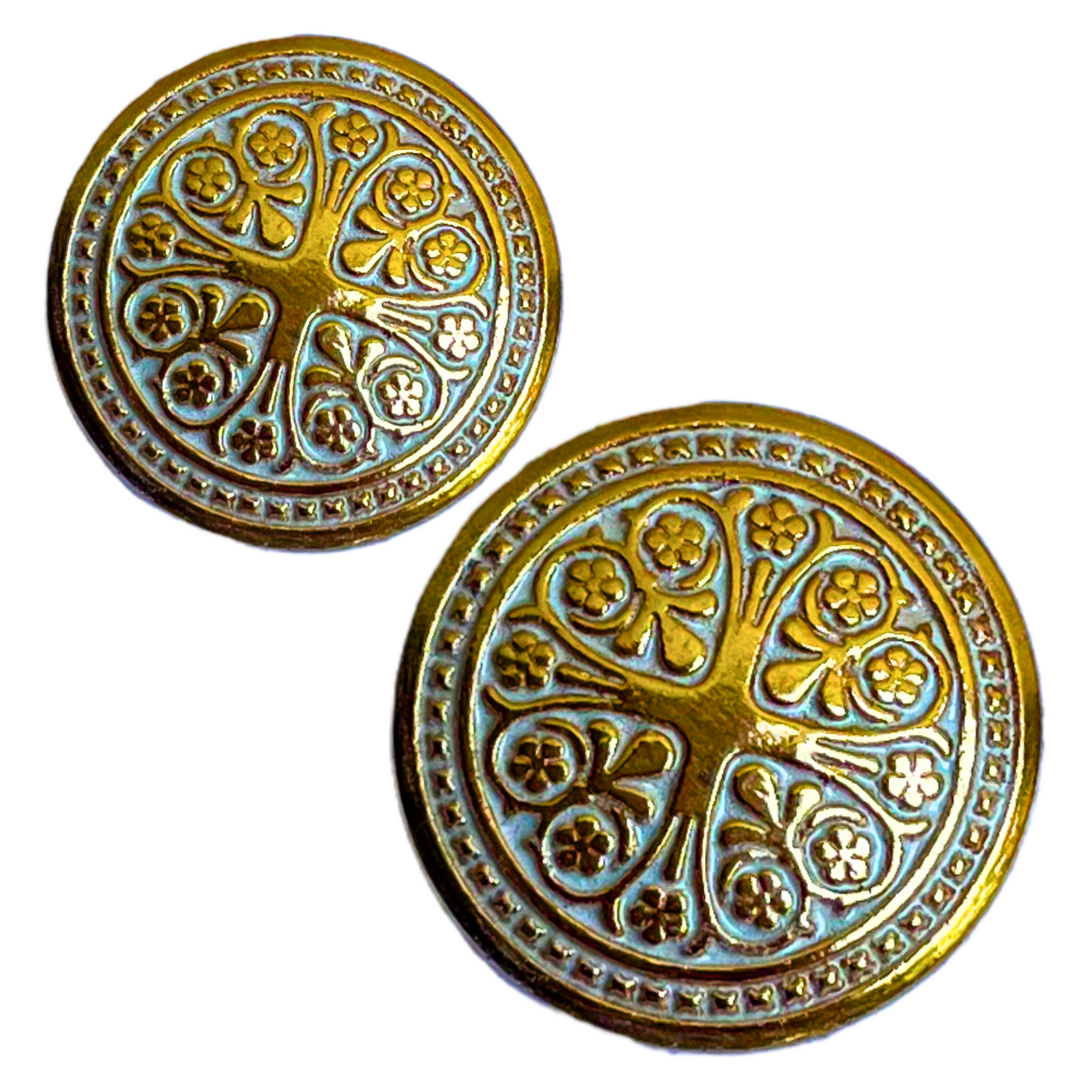 White & Golden Color Traditional Designer 1 Hole Metal Buttons