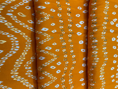 Classical Orange Bandhani Print Pure Cotton Fabric