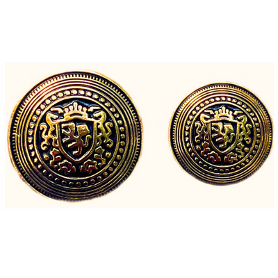 Golden & Black King’s Favourite Royal Crest Lion Shield Eye-Catchy Design Round Shank Metal Button Black and Golden Colour for Coat, Suit, Blazer, Sherwani, Nehru Jacket and for all Types of Clothes