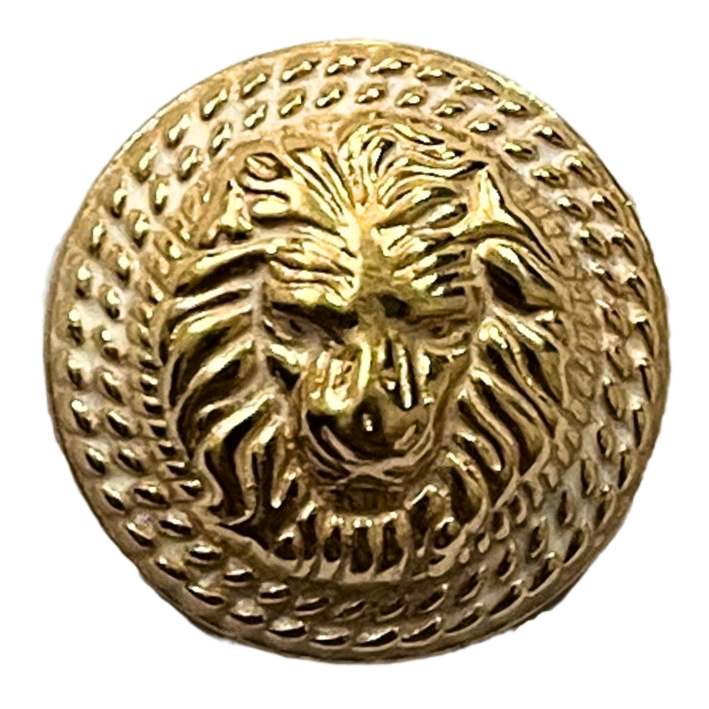 White & Golden Fearless Lion Face Shaped 1 Hole Round Metal Buttons