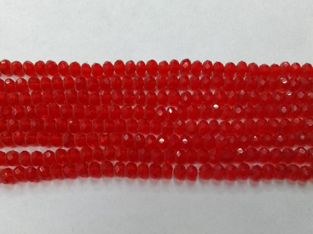 Red Tyre Crystal Glass Beads