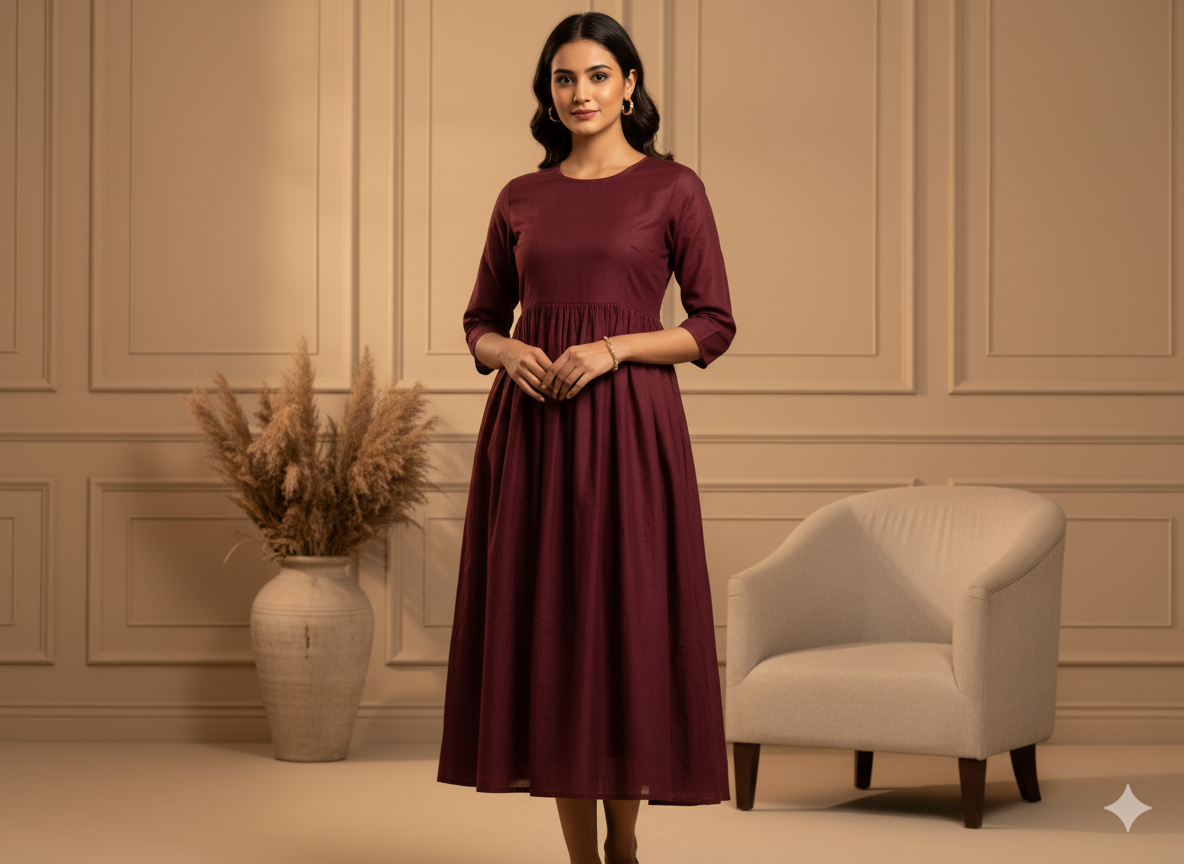 Marron Plain 100% Pure Mul Mul Cotton