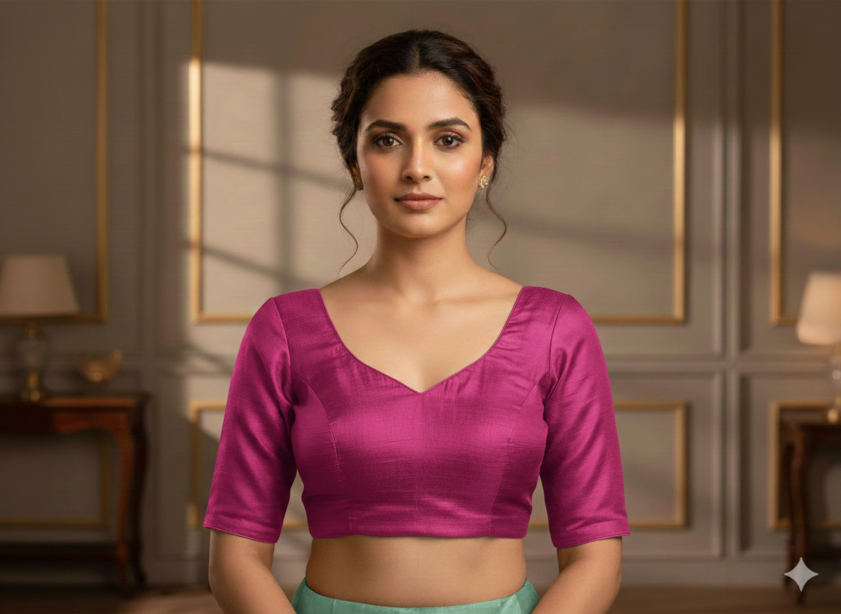 Rani Pink Plain Bangalore Raw Silk Fabric  (Wholesale)