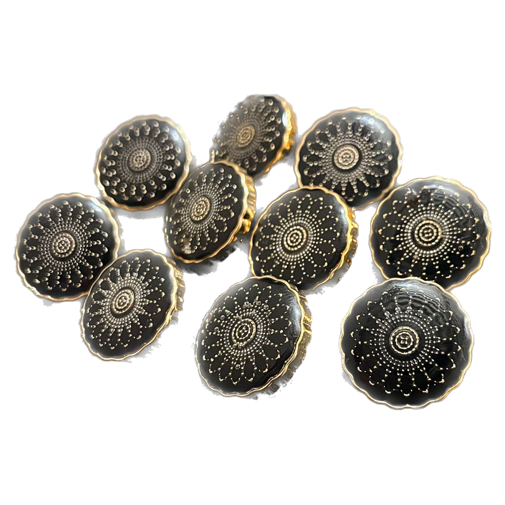 Black Circular Designer Metal Buttons