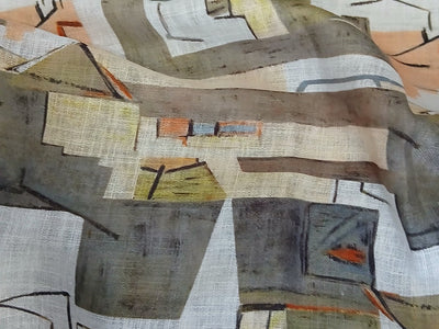 Multicolor Abstract Digital Print Linen Fabric (Wholesale)