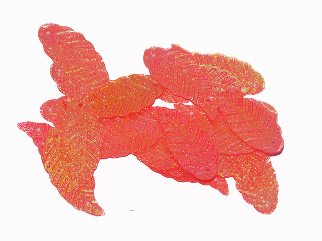 Hot Pink Rainbow Leaf Plastic Sequins