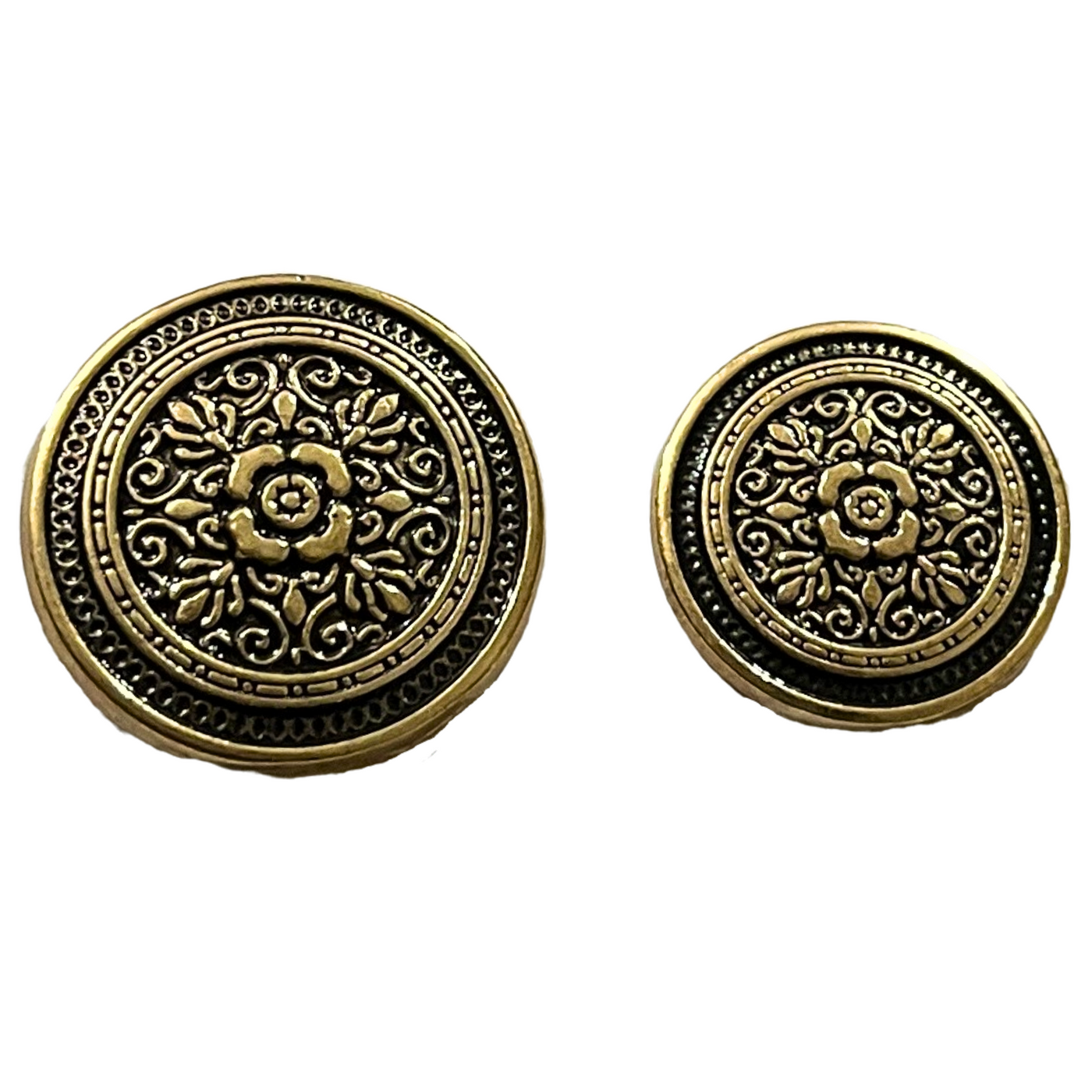 Black & Golden Color Eye Catchy Floral 1 Hole Round Metal Buttons