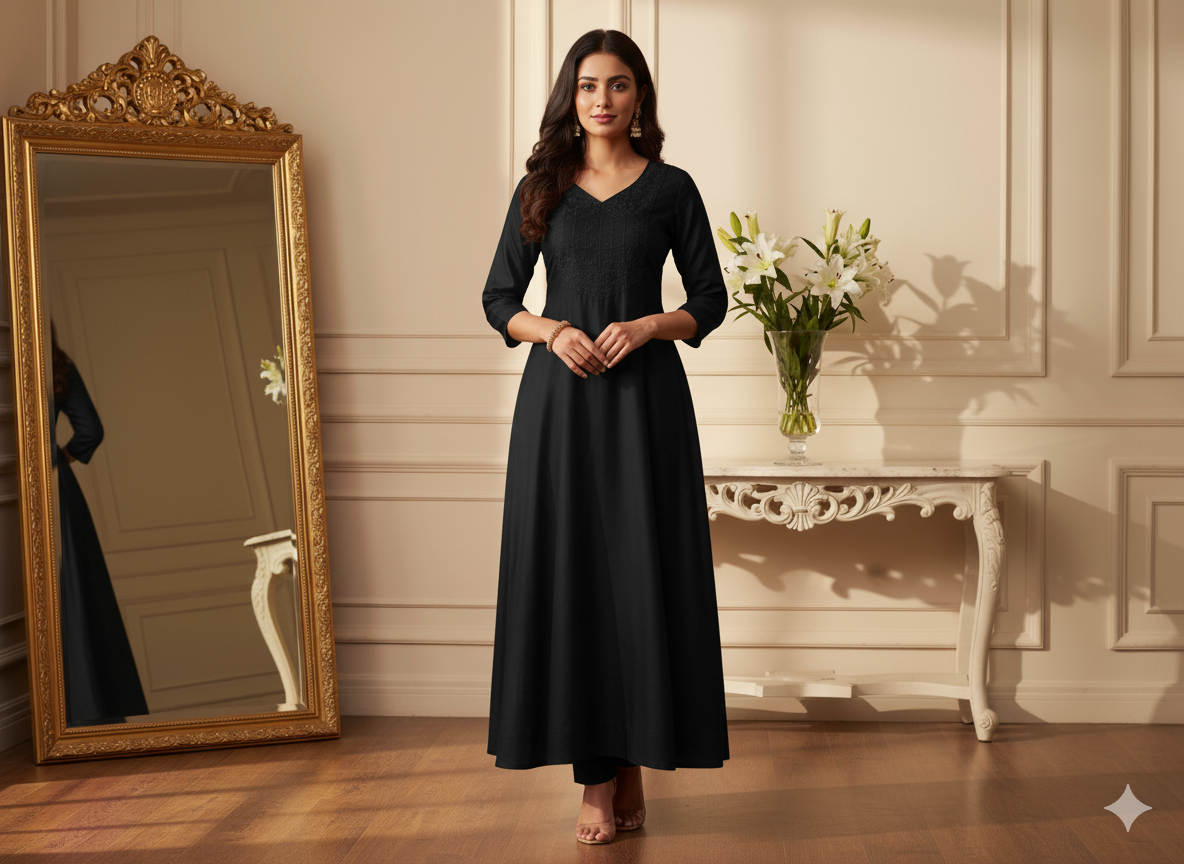 काला सादा शुद्ध विस्कोस गाजी सिल्क कपड़ा