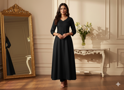 काला सादा शुद्ध विस्कोस गाजी सिल्क कपड़ा