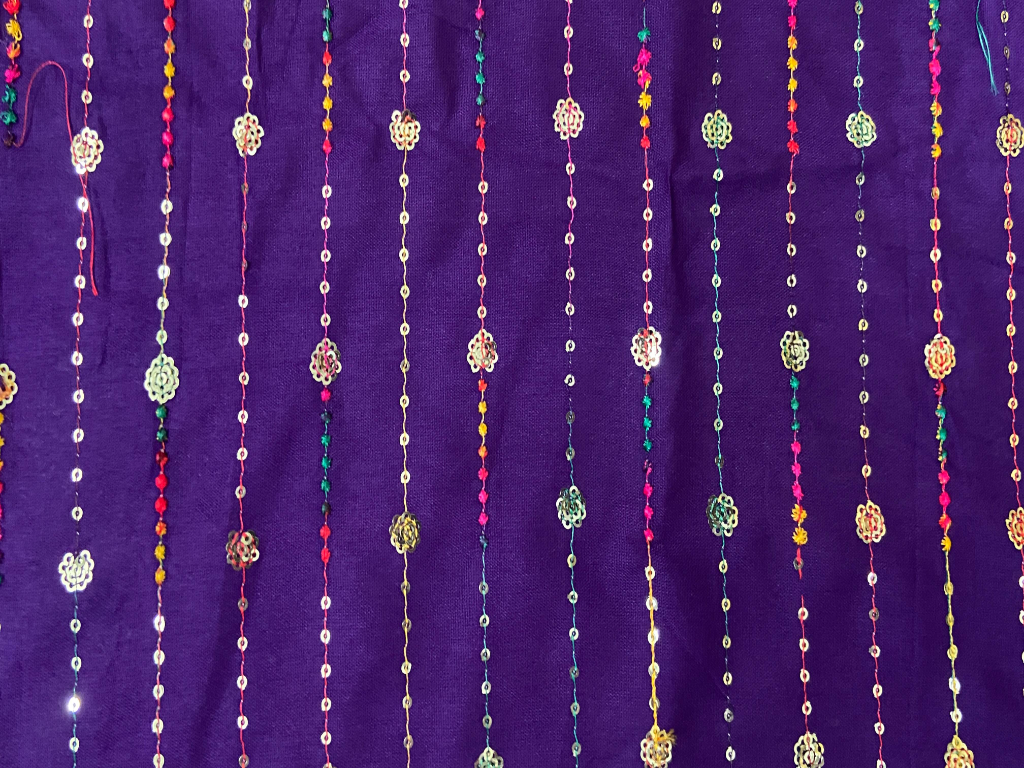 Royal Purple Luxuries Embroidery Work Cotton Rayon Fabric