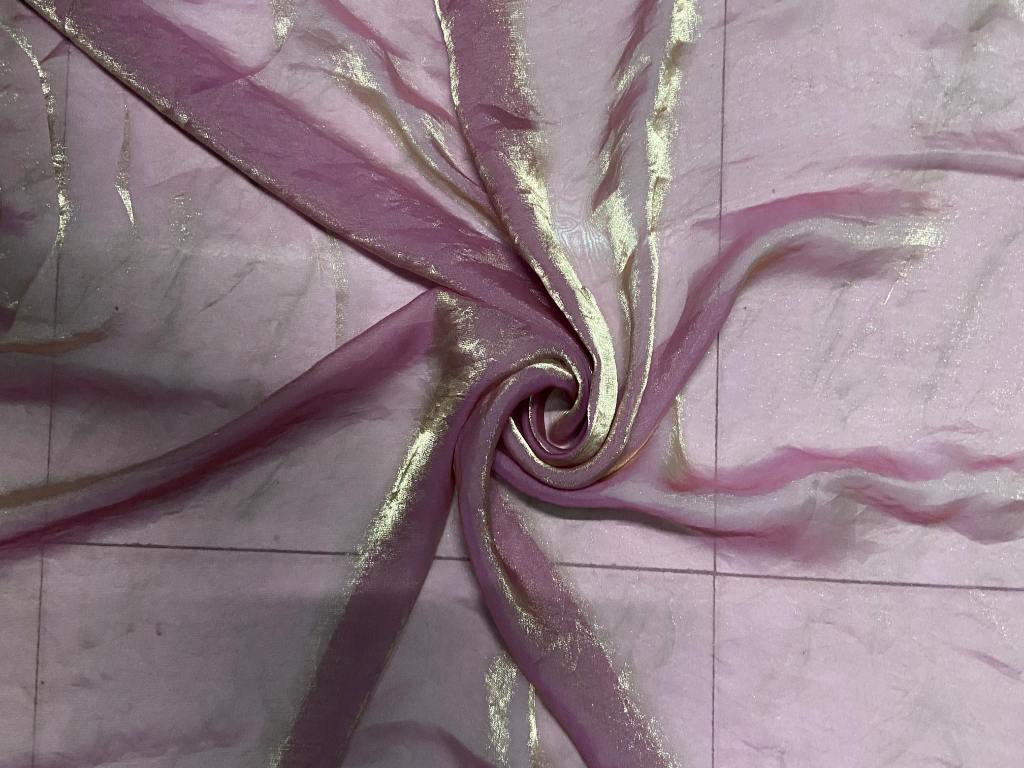 Luxuries Metalic Rose Gold Heavy Fendi Silk