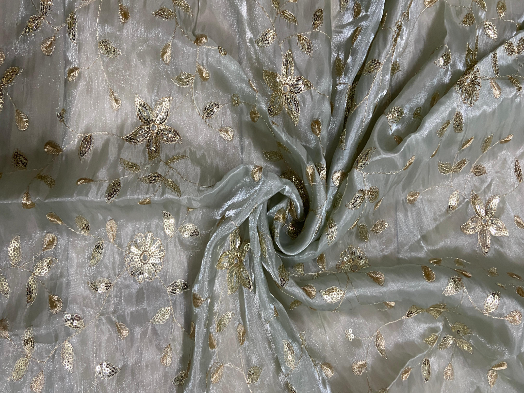 Muted Green Jimmy Chu Mulberry Silk Fabric