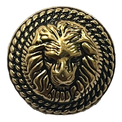 Black & Golden Fearless Lion Face Shaped 1 Hole Round Metal Buttons