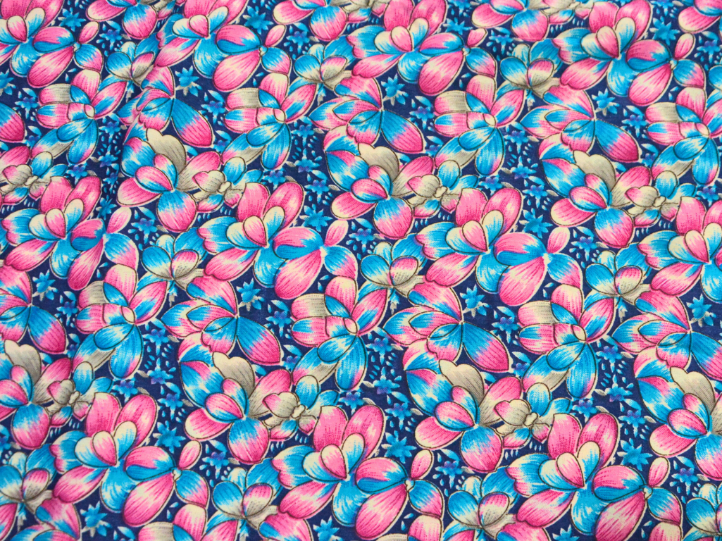 Sky Blue Floral Digitally Printed Butter Crepe Fabric