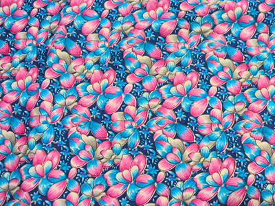 Sky Blue Floral Digitally Printed Butter Crepe Fabric