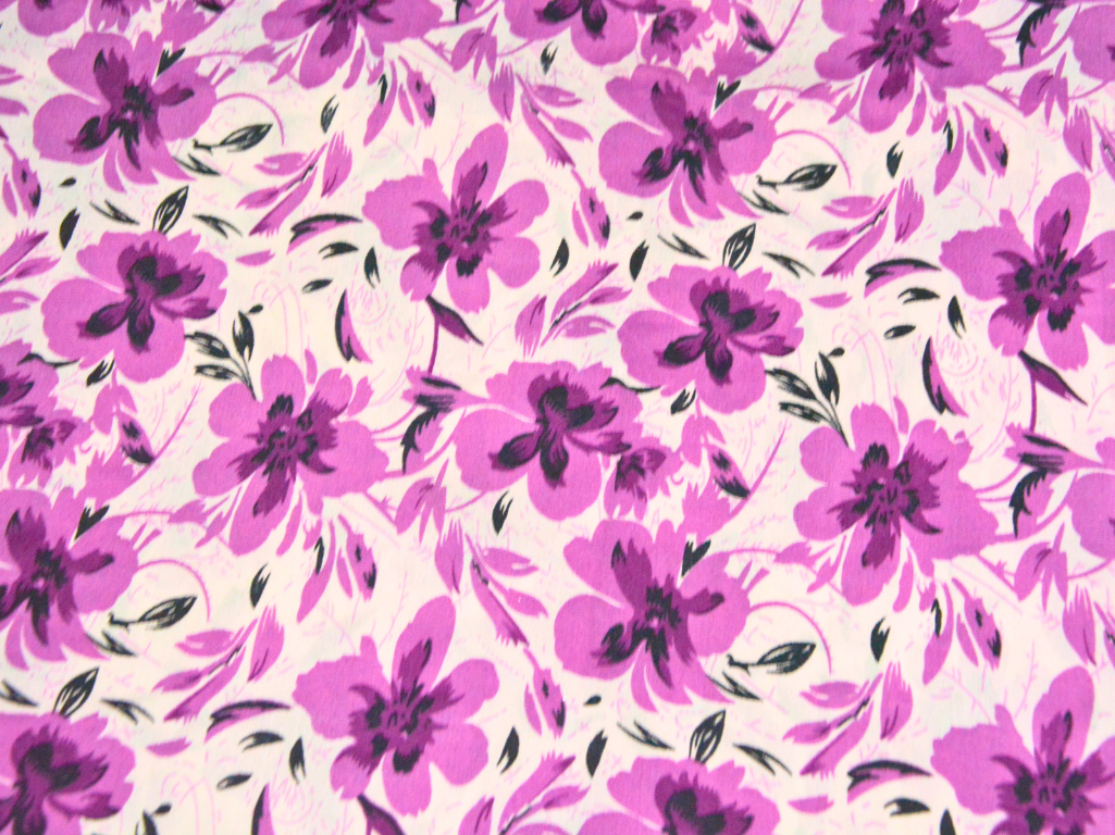 Bright Pink Floral Digitally Printed Butter Crepe Fabric