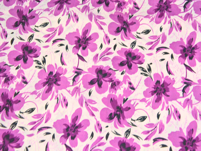 Bright Pink Floral Digitally Printed Butter Crepe Fabric