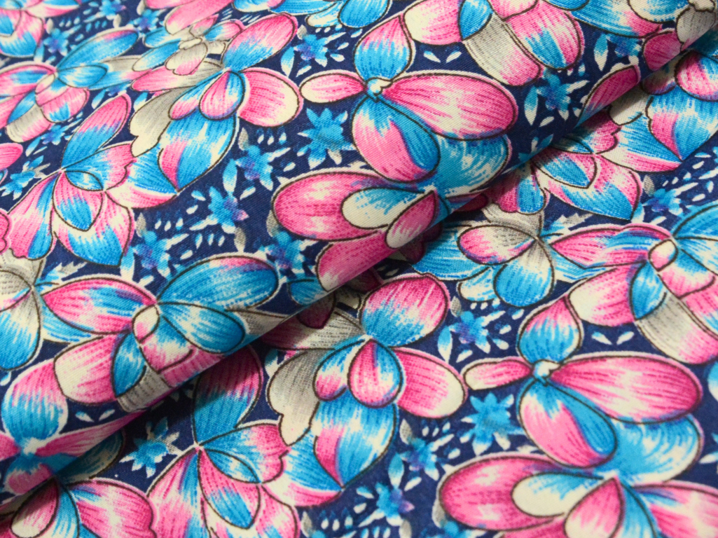 Sky Blue Floral Digitally Printed Butter Crepe Fabric