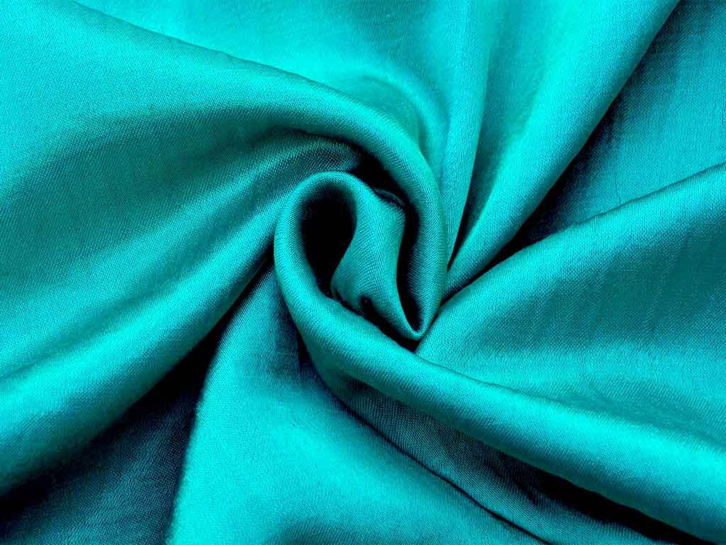 Teal Green Plain Pure Viscose Gaji Silk Fabric (Wholesale)