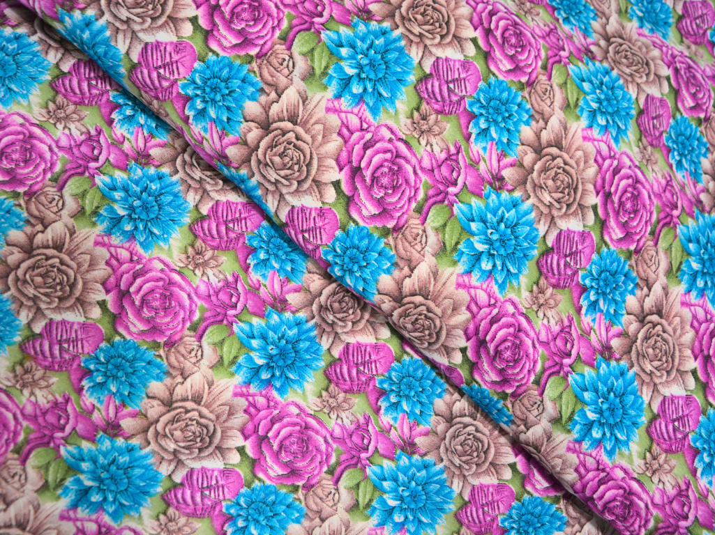 Multicolour Floral Digitally Printed Butter Crepe Fabric